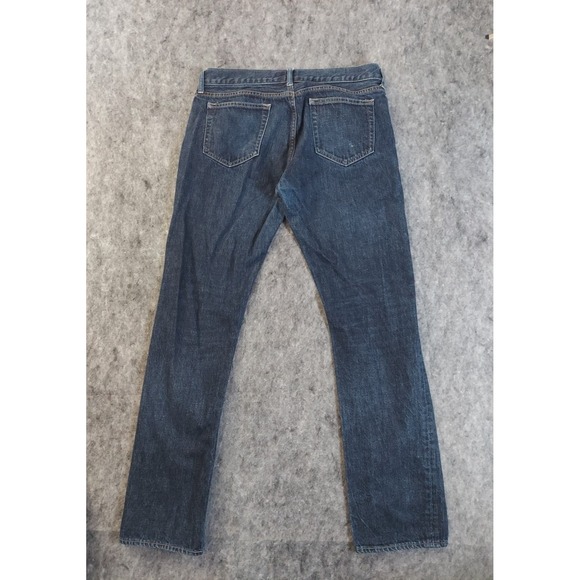 J Crew Jeans Mens 34x32 Blue 484 Slim Dark Wash Straight Leg Denim Preppy - Picture 2 of 8